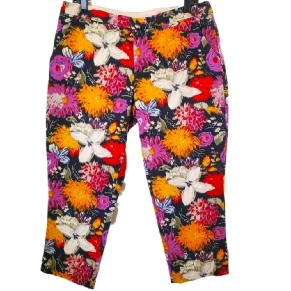 Anthropologie Elevenses‎ Women's Tropical Floral Cotton Capri Cropped Pants